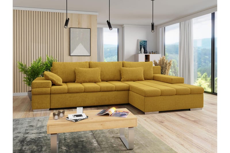 Naoma Bäddsoffa med Divan 4-sits - Gul - Products - Möbler - Soffa - Bäddsoffa - Bäddsoffa divan