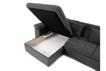 Niko U-Bäddsoffa 350x205x76 cm Divan Höger - Grå/Vit - Products - Möbler - Soffa - Bäddsoffa - Bäddsoffa längsb äddad