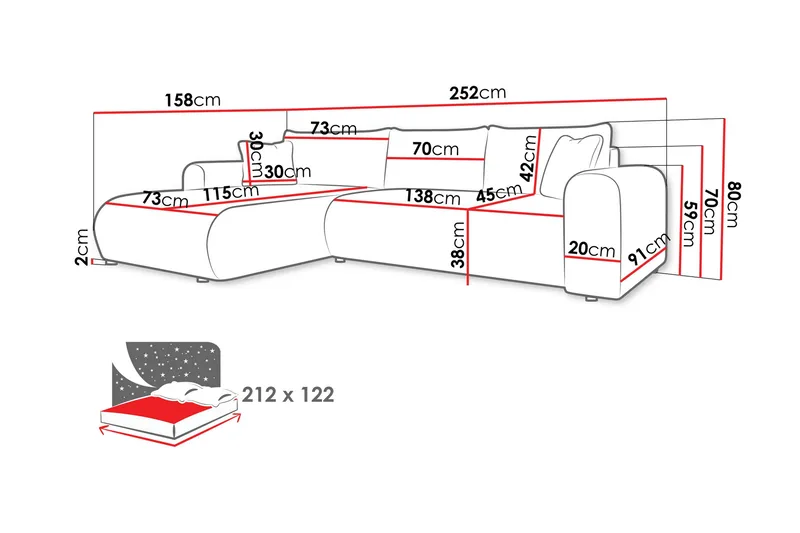 Tacon Bäddsoffa m. Divan 3-sits - Beige/Grå - Products - Möbler - Soffa - Bäddsoffa - Bäddsoffa divan