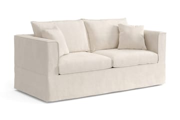 Travstad 3-sits Bäddsoffa med HVILA Bäddmadrass 140x200 cm Polyesterskum Vändbar Sommar & Vintersida och Tvättbar klädsel - Beige/Vit - Products - Möbler - Soffa - Bäddsoffa - 3 sits bäddsoffa