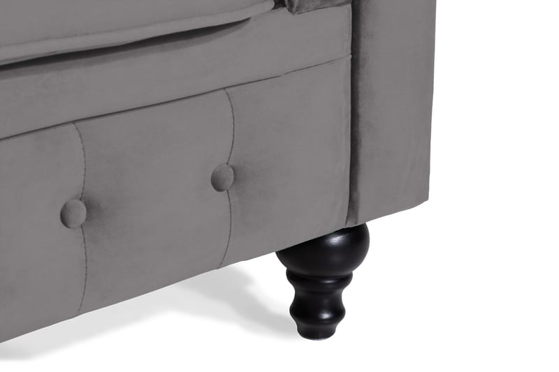 Chesterfield Lyx 2-sits Liten Sammetssoffa - Djup soffa 160 cm bred - Mörkgrå / Grå - Products - Möbler - Soffa - Sammetssoffa