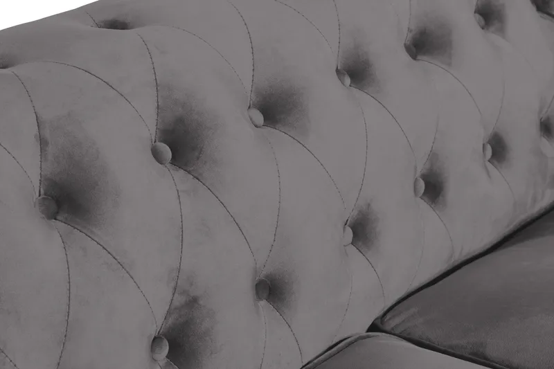 Chesterfield Lyx 2-sits Liten Sammetssoffa - Djup soffa 160 cm bred - Mörkgrå / Grå - Products - Möbler - Soffa - Sammetssoffa