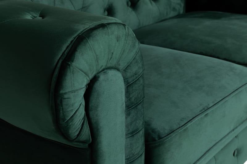 Chesterfield Lyx 2-sits Liten sammetssoffa - Djup soffa 160 cm bred - Mörkgrön - Products - Möbler - Soffa - Sammetssoffa