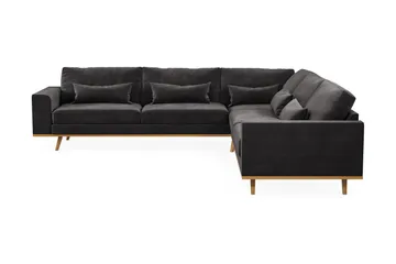 Copenhagen 6-sits L-formad Hörnsoffa i Sammet - Mörkgrå - Products - Möbler - Soffa - Sammetssoffa