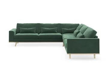 Copenhagen 6-sits L-formad Hörnsoffa i Sammet - Mörkgrön - Products - Möbler - Soffa - Sammetssoffa