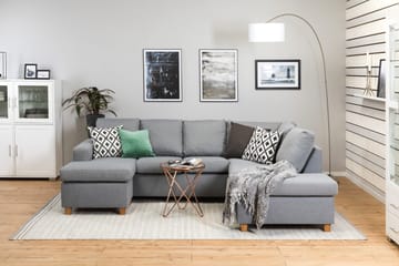 Crazy 4-sits Högervänd U-formad Large Soffa med Divan och Schäslong i Tyg - Grå - Products - Möbler - Soffa - U-soffa