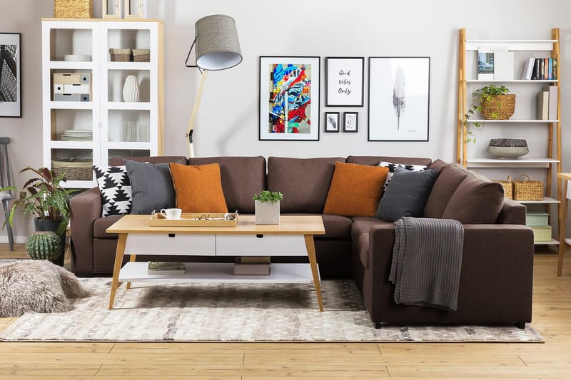 Crazy 5-sits Vändbar L-formad Large Hörnsoffa i Tyg - Brun - Products - Möbler - Soffa - Hörnsoffa