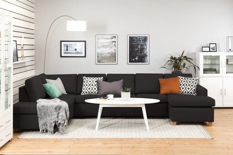 Crazy 5-sits V änstervänd U-formad X-Large Soffa med Divan och Schäslong i Tyg - Antracit - Products - Möbler - Soffa - U-soffa