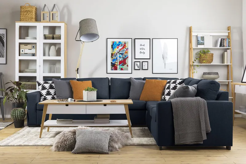 Crazy 6-sits Vändbar L-formad X-Large Hörnsoffa i Tyg - Blå - Products - Möbler - Soffa - Hörnsoffa