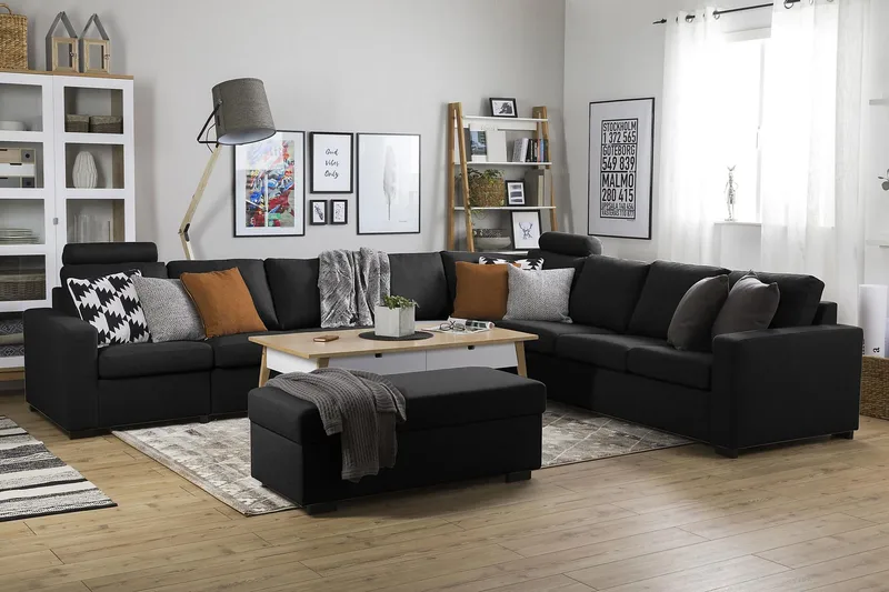 Crazy 7-sits Vändbar L-formad XX-Large Hörnsoffa i Tyg - Antracit - Products - Möbler - Soffa - Hörnsoffa