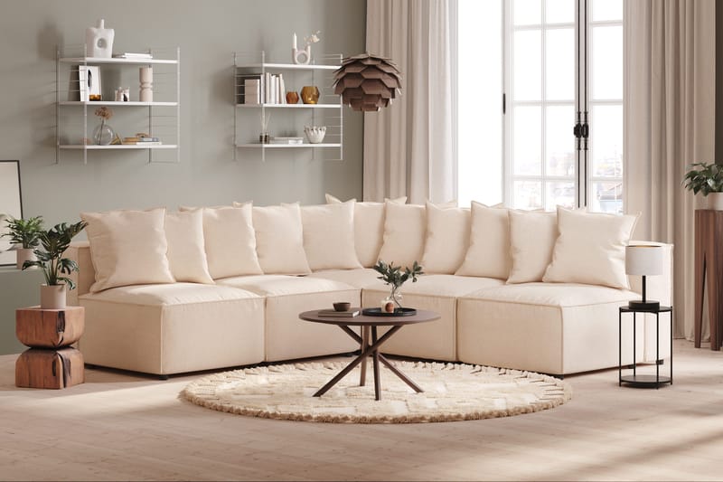 Cubo 5-sits L-formad Djup Modulhörnsoffa i Tyg - Beige - Products - Möbler - Soffa - Hörnsoffa