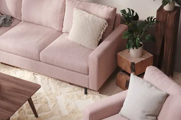 Peppe 4-sits Vänstervänd L-formad Schäslongsoffa i Manchester - Rosa - Products - Möbler - Soffa - Divansoffa & schäslongsoffa - 4 sits soffa med divan