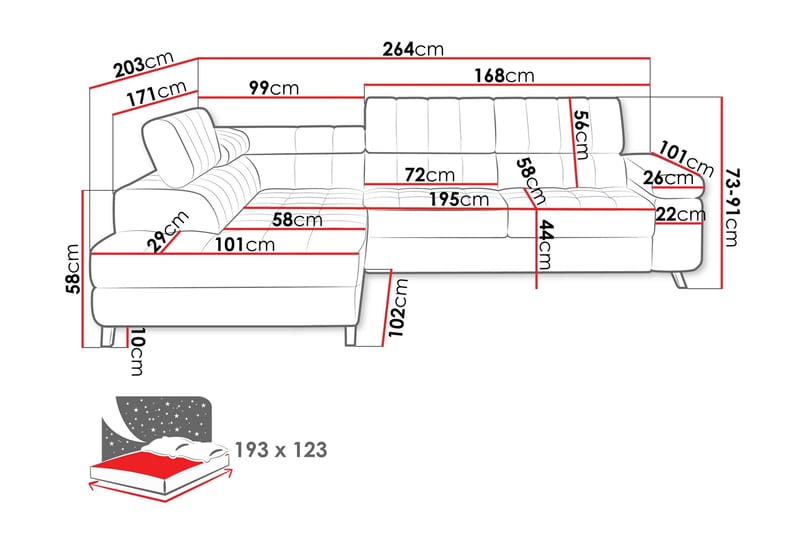 Amshyttan Soffa med Schäslong 3-sits - Grå - Products - Möbler - Soffa - Divansoffa & schäslongsoffa - 3 sits soffa med divan