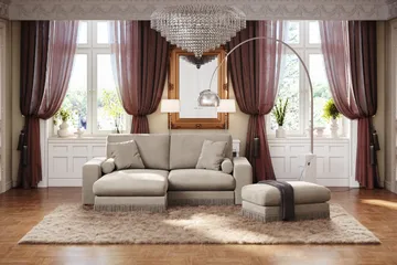 Arken Lyx 3-sits Vändbar L-formad Djup Divansoffa i Sammet - Beige - Products - Möbler - Soffa - Divansoffa & schäslongsoffa - 3 sits soffa med divan