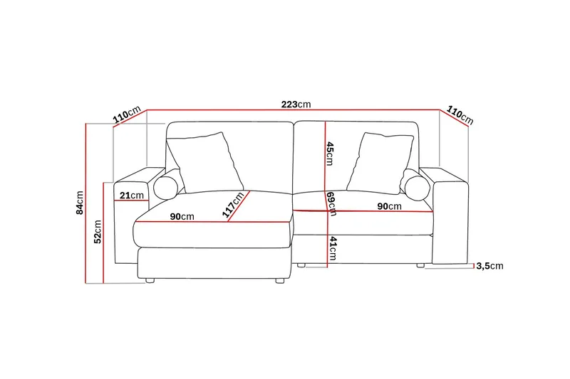 Arken Lyx 3-sits Vändbar L-formad Djup Divansoffa i Sammet - Mörkgrå - Products - Möbler - Soffa - Divansoffa & schäslongsoffa - 3 sits soffa med divan