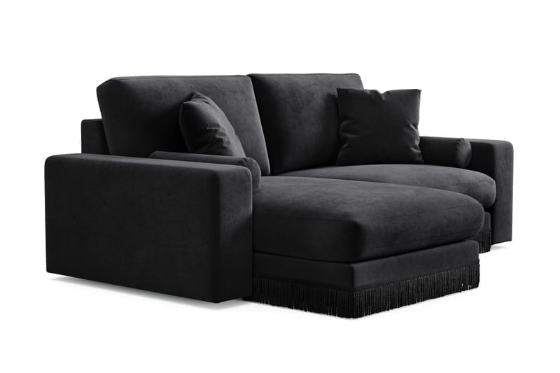 Arken Lyx 3-sits Vändbar L-formad Djup Divansoffa i Sammet - Svart - Products - Möbler - Soffa - Divansoffa & schäslongsoffa - 3 sits soffa med divan