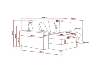 Arken Lyx 3-sits Vändbar L-formad Djup Divansoffa i Tyg - Ljusgrå - Products - Möbler - Soffa - Divansoffa & schäslongsoffa - 3 sits soffa med divan
