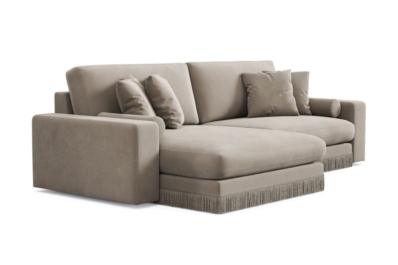 Arken Lyx 4-sits Vändbar L-formad Djup Divansoffa i Sammet - Beige - Products - Möbler - Soffa - Divansoffa & schäslongsoffa - 4 sits soffa med divan