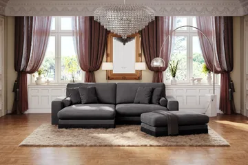 Arken Lyx 4-sits Vändbar L-formad Djup Divansoffa i Sammet - Mörkgrå - Products - Möbler - Soffa - Divansoffa & schäslongsoffa - 4 sits soffa med divan