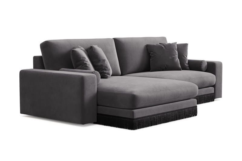 Arken Lyx 4-sits Vändbar L-formad Djup Divansoffa i Sammet - Mörkgrå - Products - Möbler - Soffa - Divansoffa & schäslongsoffa - 4 sits soffa med divan
