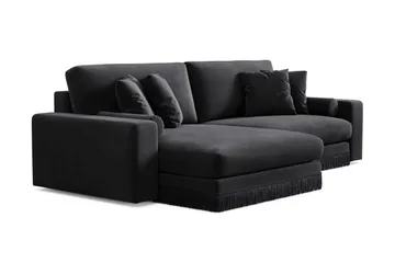 Arken Lyx 4-sits Vändbar L-formad Djup Divansoffa i Sammet - Svart - Products - Möbler - Soffa - Divansoffa & schäslongsoffa - 4 sits soffa med divan