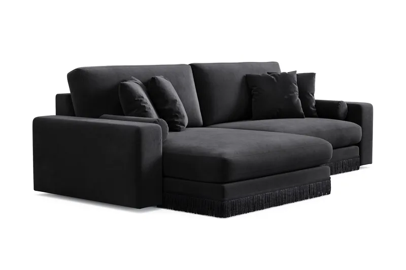 Arken Lyx 4-sits Vändbar L-formad Djup Divansoffa i Sammet - Svart - Products - Möbler - Soffa - Divansoffa & schäslongsoffa - 4 sits soffa med divan
