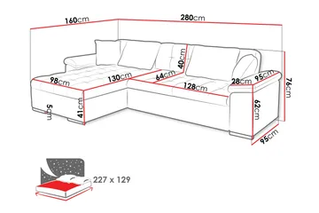 Camior Soffa med Divan 3-sits - Flerfärgad/Beige - Products - Möbler - Soffa - Divansoffa & schäslongsoffa - 3 sits soffa med divan