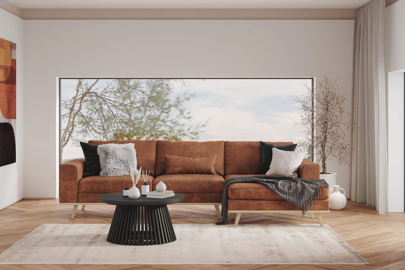 Copenhagen 4-sits Högervänd L-formad Divansoffa i Konstläder - Brun - Products - Möbler - Soffa - Divansoffa & schäslongsoffa - 4 sits soffa med divan