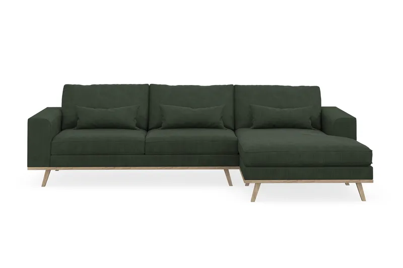 Copenhagen 4-sits Högervänd L-formad Divansoffa i Manchester - Mörkgrön - Products - Möbler - Soffa - Divansoffa & schäslongsoffa - 4 sits soffa med divan