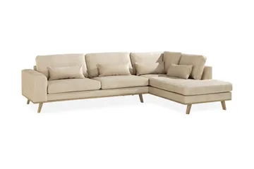 Copenhagen 4-sits Högervänd L-formad Schäslongsoffa i Sammet - Beige - Products - Möbler - Soffa - Divansoffa & schäslongsoffa - 4 sits soffa med divan