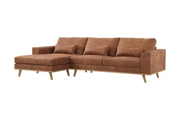 Copenhagen 4-sits Vänstervänd L-formad Divansoffa i Konstläder - Brun - Products - Möbler - Soffa - Divansoffa & schäslongsoffa - 4 sits soffa med divan