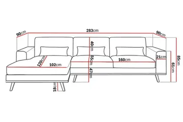 Copenhagen 4-sits Vänstervänd L-formad Divansoffa i Manchester - Mörkgrå - Products - Möbler - Soffa - Divansoffa & schäslongsoffa - 4 sits soffa med divan