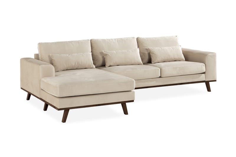 Copenhagen 4-sits Vänstervänd L-formad Divansoffa i Sammet - Beige - Products - Möbler - Soffa - Divansoffa & schäslongsoffa - 4 sits soffa med divan