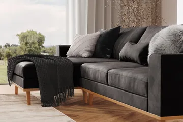 Copenhagen 4-sits Vänstervänd L-formad Divansoffa i Sammet - Mörkgrå - Products - Möbler - Soffa - Divansoffa & schäslongsoffa - 4 sits soffa med divan