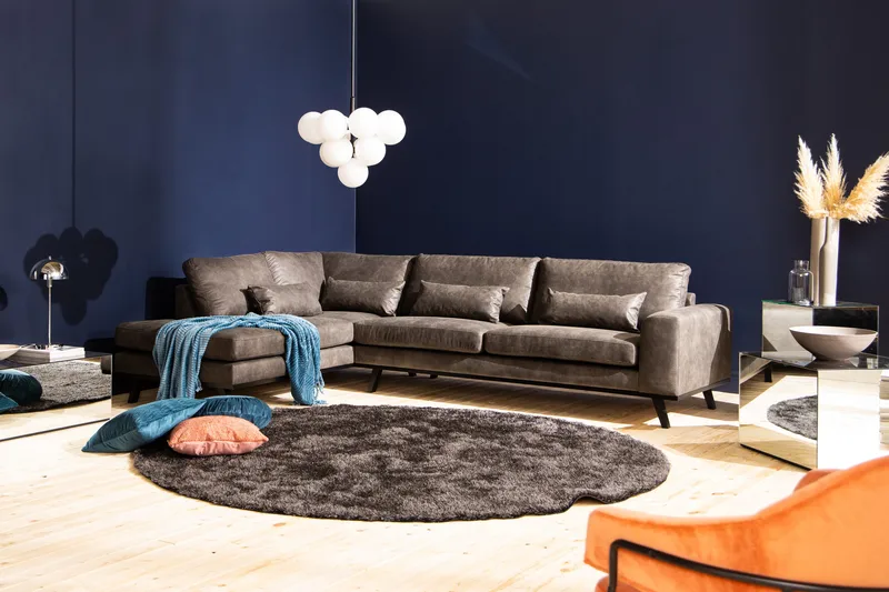 Copenhagen 4-sits Vänstervänd L-formad Schäslongsoffa i Konstläder - Mörkgrå - Products - Möbler - Soffa - Divansoffa & schäslongsoffa - 4 sits soffa med divan