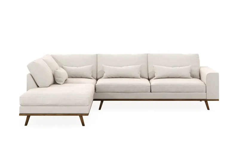 Copenhagen 4-sits Vänstervänd L-formad Schäslongsoffa i Sammet - Krämvit - Products - Möbler - Soffa - Divansoffa & schäslongsoffa - 4 sits soffa med divan