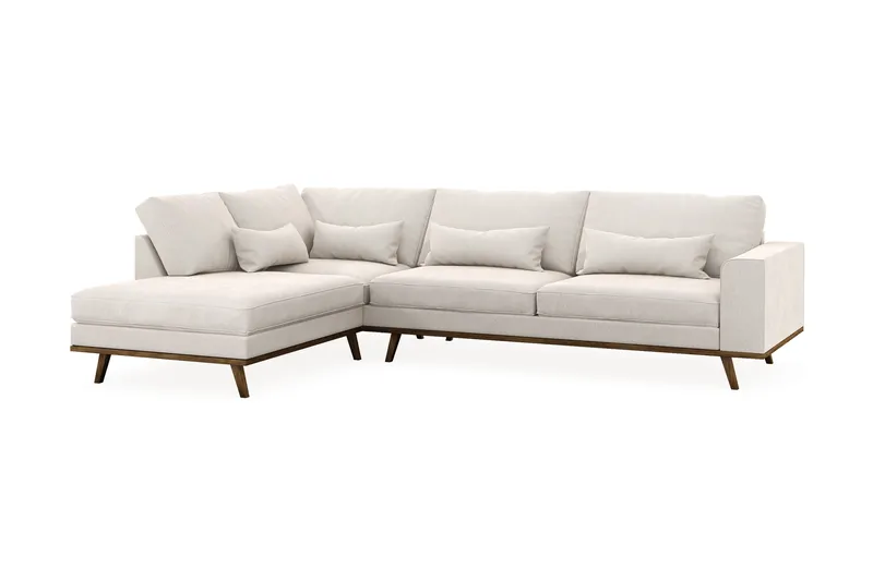 Copenhagen 4-sits Vänstervänd L-formad Schäslongsoffa i Sammet - Krämvit - Products - Möbler - Soffa - Divansoffa & schäslongsoffa - 4 sits soffa med divan