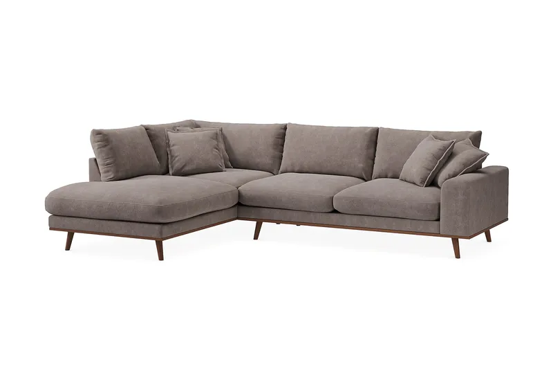 Copenhagen Premium 4-sits Vänstervänd L-formad Djup Schäslongsoffa i Tyg - Brun - Products - Möbler - Soffa - Divansoffa & schäslongsoffa - 4 sits soffa med divan