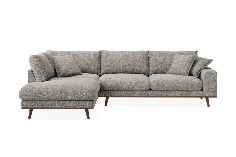 Copenhagen Premium 4-sits Vänstervänd L-formad Djup Schäslongsoffa i Chenille - Grå - Products - Möbler - Soffa - Divansoffa & schäslongsoffa - 4 sits soffa med divan