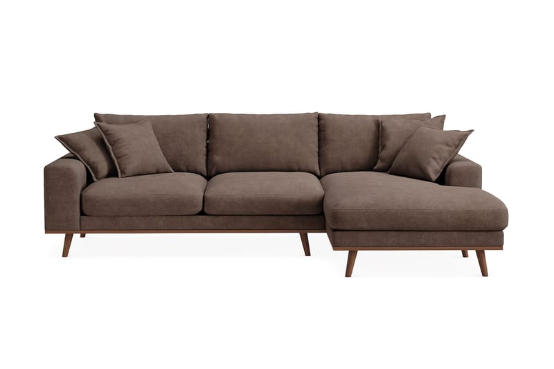 Copenhagen Premium 4-sits Högervänd L-formad Djup Divansoffa i Tyg - Mörkbrun - Products - Möbler - Soffa - Divansoffa & schäslongsoffa - 3 sits soffa med divan