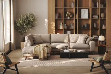 Copenhagen Premium 4-sits Vänstervänd L-formad Djup Schäslongsoffa i Tyg - Ljusbrun - Products - Möbler - Soffa - Divansoffa & schäslongsoffa - 4 sits soffa med divan