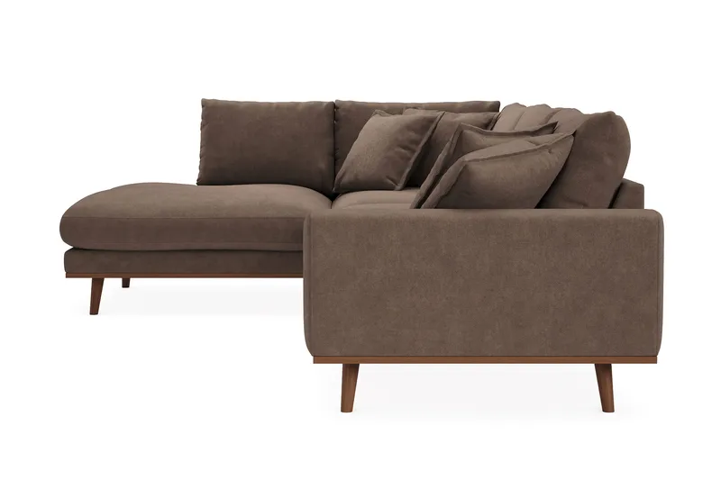 Copenhagen Premium 4-sits Vänstervänd L-formad Djup Schäslongsoffa i Tyg - Mörkbrun - Products - Möbler - Soffa - Divansoffa & schäslongsoffa - 4 sits soffa med divan