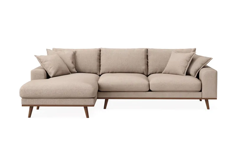 Copenhagen Premium 4-sits Vänstervänd L-formad Djup Divansoffa i Tyg - Ljusbrun - Products - Möbler - Soffa - Divansoffa & schäslongsoffa - 3 sits soffa med divan