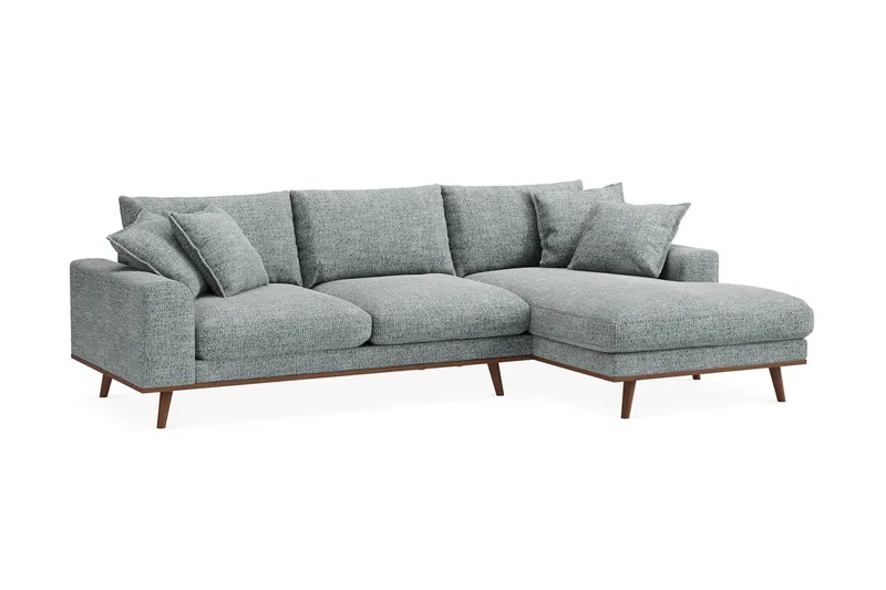 Copenhagen Premium 4-sits Högervänd L-formad Djup Divansoffa i Chenille - Grå/Blå - Products - Möbler - Soffa - Divansoffa & schäslongsoffa - 4 sits soffa med divan