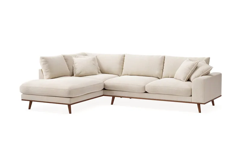 Copenhagen Premium 4-sits Vänstervänd L-formad Djup Schäslongsoffa i Chenille - Ljusbeige - Products - Möbler - Soffa - Divansoffa & schäslongsoffa - 4 sits soffa med divan