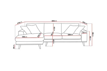 Copenhagen Premium 4-sits Vänstervänd L-formad Djup Divansoffa i Tyg - Brun - Products - Möbler - Soffa - Divansoffa & schäslongsoffa - 3 sits soffa med divan