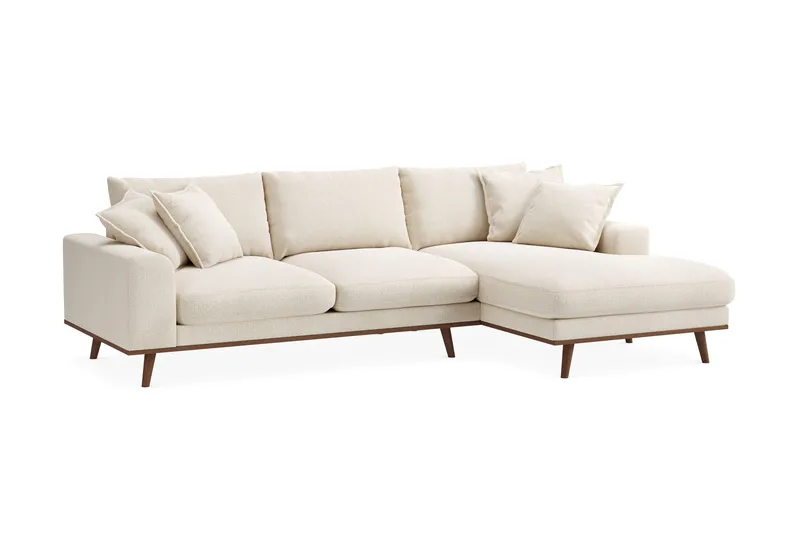 Copenhagen Premium 4-sits Högervänd L-formad Djup Divansoffa i Chenille - Ljusbeige - Products - Möbler - Soffa - Divansoffa & schäslongsoffa - 4 sits soffa med divan