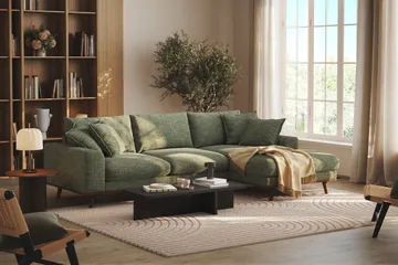 Copenhagen Premium 4-sits Högervänd L-formad Djup Divansoffa i Chenille - Grön - Products - Möbler - Soffa - Divansoffa & schäslongsoffa - 4 sits soffa med divan
