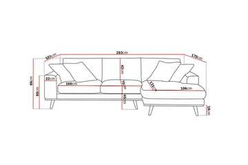 Copenhagen Premium 4-sits Högervänd L-formad Djup Divansoffa i Tyg - Brun - Products - Möbler - Soffa - Divansoffa & schäslongsoffa - 3 sits soffa med divan