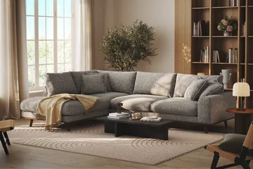 Copenhagen Premium 4-sits Vänstervänd L-formad Djup Schäslongsoffa i Chenille - Grå - Products - Möbler - Soffa - Divansoffa & schäslongsoffa - 4 sits soffa med divan